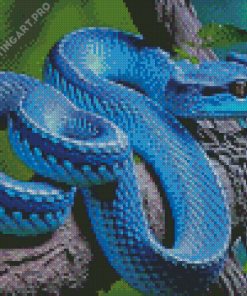 Blue Snake On Tree Diamond Painting