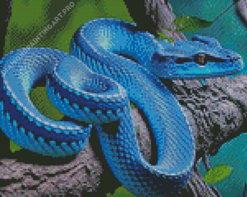 Blue Snake On Tree Diamond Painting