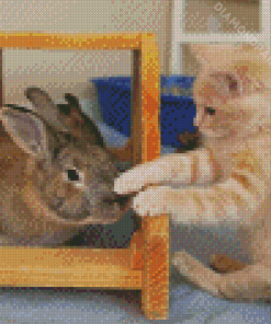 Cat And Bunny Friends Diamond Painting