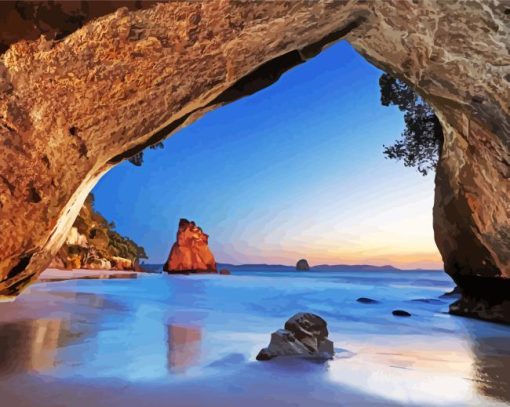 Cathedral Cove Coromandel New Zeland Island Diamond Painting