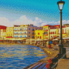 Chania Buildings near To The Sea In Greece Diamond Painting