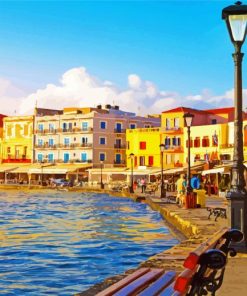 Chania Buildings near To The Sea In Greece Diamond Painting