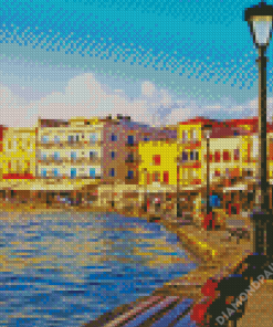 Chania Buildings near To The Sea In Greece Diamond Painting