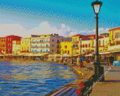 Chania Buildings near To The Sea In Greece Diamond Painting