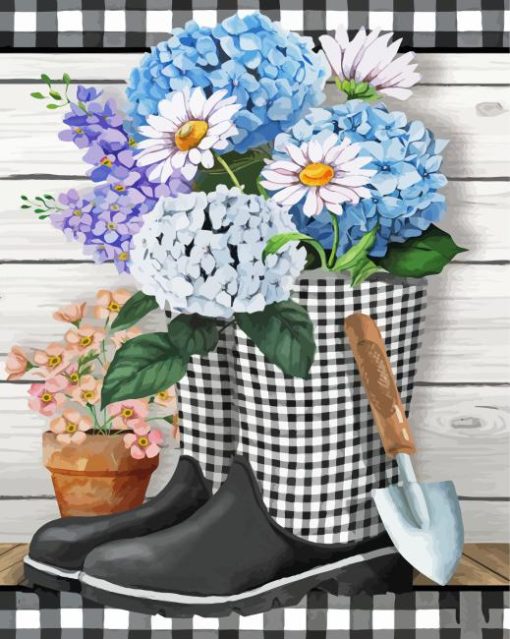 Checkered Garden Boots Diamond Painting