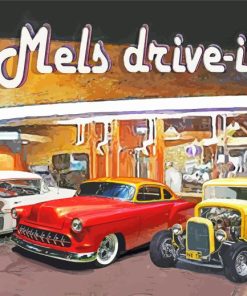 Classic Cars At Mels Drive In Diamond Painting