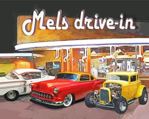 Classic Cars At Mels Drive In Diamond Painting