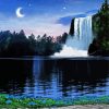 Crescent Moonlight Waterfall Diamond Painting