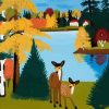 Abstract Colorful Nature Scene By Deer Maud Lewis Art Diamond Painting