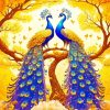 Two Golden Peacocks On Tree Diamond Painting