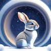 Grey Bunny In Snow Diamond Painting