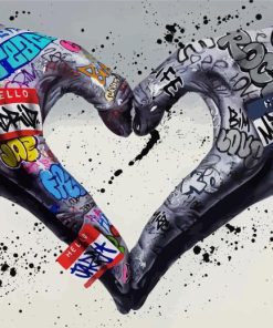 Heart Hand Graffiti Art Diamond Painting