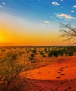 Kalahari Desert At Sunset Diamond Painting