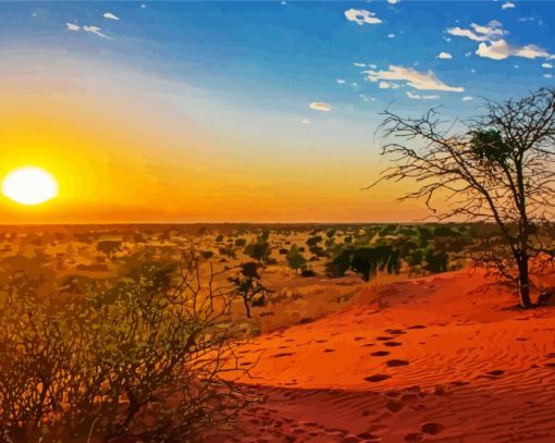 Kalahari Desert At Sunset Diamond Painting