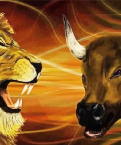 Lion And Bull Art Diamond Painting