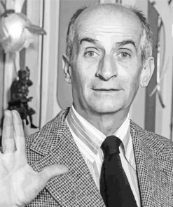 Louis De Funes in Black And White Diamond Painting