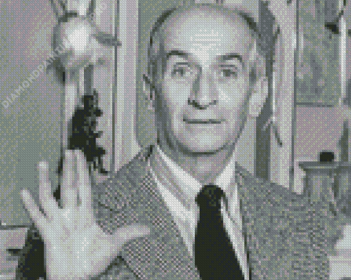 Louis De Funes in Black And White Diamond Painting