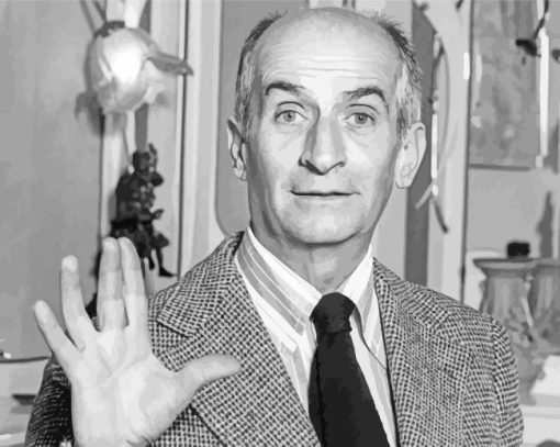 Louis De Funes in Black And White Diamond Painting