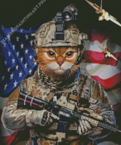 Military Cat Warrior Diamond Painting