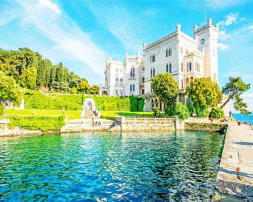 Miramare Castle In Grignano Italy Diamond Painting