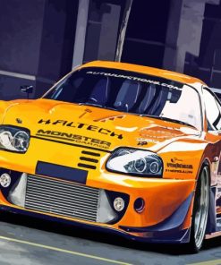 Orange Toyota Supra Mk4 Sport Car Diamond Painting