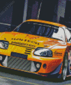 Orange Toyota Supra Mk4 Sport Car Diamond Painting