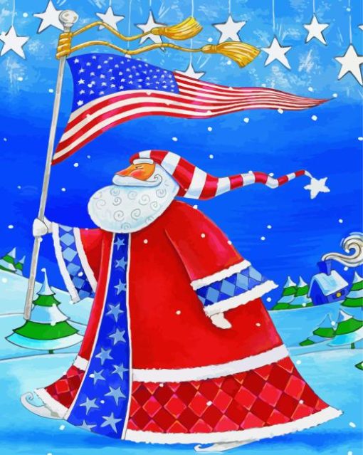 Patriotic Santa Christmas Diamond Painting