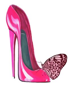 Pink Shoe And Butterfly Diamond Painting