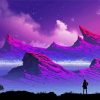 Purple Mountains Landscape Diamond Painting