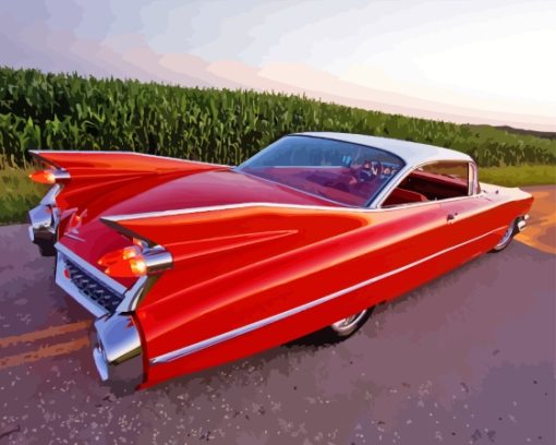 Red Cadillac 1959 Car Diamond Painting