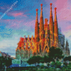 Sagrada Familia With Pink Sky Diamond Painting