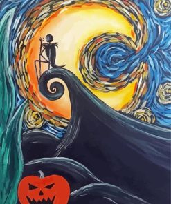 Abstract Colorful Spooky Guy And Scary Pumpkin Diamond Painting