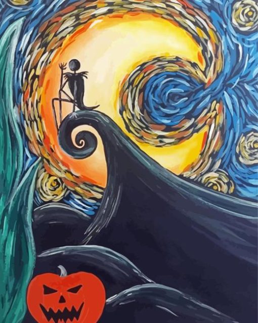 Abstract Colorful Spooky Guy And Scary Pumpkin Diamond Painting