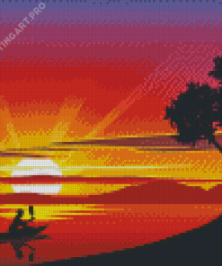 Sunset By The Lake Diamond Painting