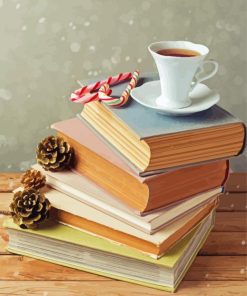 Vintage Books With Tea Cup Diamond Painting