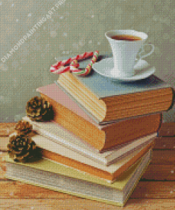 Vintage Books With Tea Cup Diamond Painting