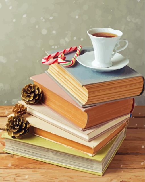 Vintage Books With Tea Cup Diamond Painting