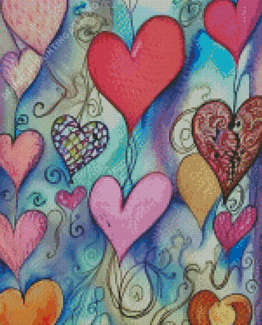 Whimsical Hearts Diamond Painting