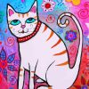 White Folk Cat Diamond Painting