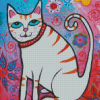 White Folk Cat Diamond Painting