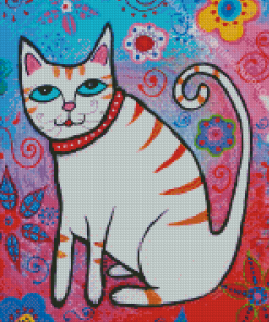 White Folk Cat Diamond Painting