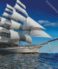 White Ship Sailing Diamond Painting