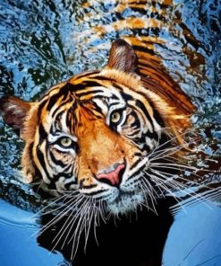 Wild Tiger In Water Diamond Painting