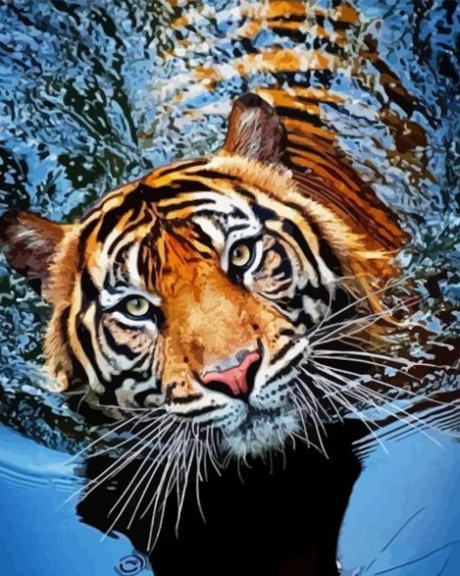 Wild Tiger In Water Diamond Painting