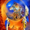 Wolves With Dream Catcher Art Diamond Painting