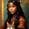 Young African Woman With Cat Diamond Painting