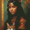 Young African Woman With Cat Diamond Painting