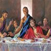 Black Final Meat And Men Around Food Table Diamond Painting