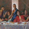 Black Final Meat And Men Around Food Table Diamond Painting