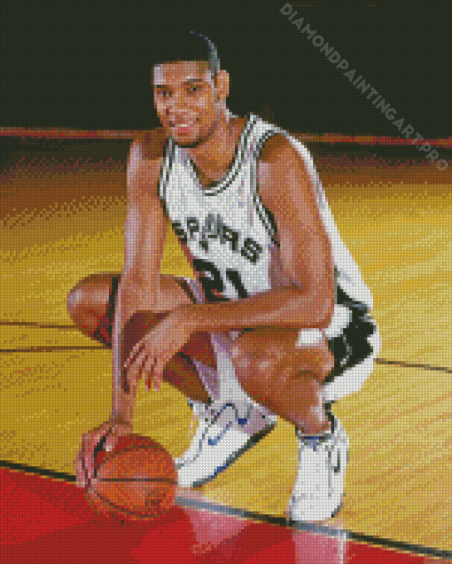 Tim Duncan Basketballer Holding A ball Diamond Painting